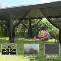 Outsunny 3 x 6m Pop Up Gazebo, Outdoor Canopy Shelter, Marquee Party Wedding Tent with 6 Mesh Walls and Carry Bag, Black(m-4)