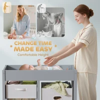 AIYAPLAY Baby Changing Unit with 4 Storage Drawers, Mat for Bedroom Nursery, 84 x 84.5 cm, Grey(m-4)