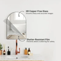 HOMCOM 50 x 70cm Arched Home Mirror - Black(m-5)