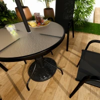 Outsunny 12kg Garden Parasol Base, Round Resin Garden Umbrella Base, Heavy Duty Parasol Stand for 38mm or 48mm Outdoor Umbrella Poles, Black(m-7)