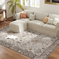 HOMCOM Vintage Area Rug, Non-Slip Washable Rug, Flannel Floor Carpet for Living Room, Bedroom, Dining Room, Home Office, 290 x 200 cm, Beige(m-7)