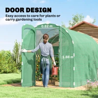 Outsunny 3 x 2 x 2m Polytunnel Greenhouse with Hinged Door, Walk-in Grow House Tent with PE Cover and Galvanised Steel Frame, Green(m-5)