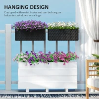 Outsunny Set of Two Rattan-Effect Planters - Black(m-7)