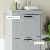 HOMCOM Two-Drawer Minimalistic 10-Shoe Cabinet - Grey(m-7)