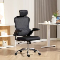 HOMCOM Mesh Back Office Chair, with Lumbar Support - Black(m-2)