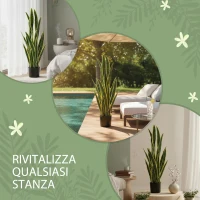 Outsunny Sanseveria Artificiale in Vaso da Esterno e Interno con 21 Foglie Modellabili, Ø20x90 cm(m-7)