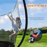 SPORTNOW 8ft Outdoor Trampoline with Enclosure Net, Spring Cover, Black(m-4)