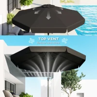 Outsunny 2.7m Patio Parasol Garden Umbrellas with Aluminium Pole, UPF 50+ Outdoor Sun Shade Table Umbrella with Tilt, Crank, 8 Ribs, Ruffles,, Black(m-6)