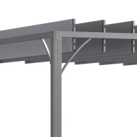 Outsunny 4 x 3(m) Outdoor Pergola with Retractable Roof, Aluminium Louvered Patio Gazebo Canopy for Garden, Patio, Grey(m-8)