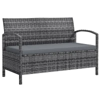 Outsunny 125L Storage Garden Bench, with Cushion - Grey(m-10)