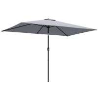 Outsunny Garden Parasol, Parasol Umbrella with Crank Handle, Tilt Function, Polyester Canopy, Light Grey(m-1)