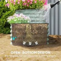 Outsunny Two-Tier Galvanised Steel Garden Planter - Light Green(m-7)