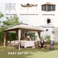 Outsunny 3.6 x 3.6m Pop-Up Gazebo, with Accessories - Beige(m-4)