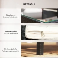 Outsunny Set da Giardino 4Pezzi in Rattan con 2 Sedie, Poltrona da Giardino a 2 Posti e Tavolino Basso(m-6)