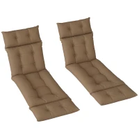 Outsunny Set of Two 190 x 56cm Sun Lounger Cushions - Khaki(m-10)