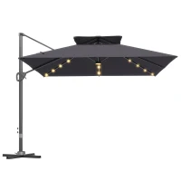 Outsunny Multi-Angle LED Light Parasol Umbrella - Dark Grey(m-1)
