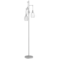 HOMCOM 3-Light Floor Lamp, 170cm Industrial Dimmable Standing Lamp with Steel Wire Cage Lampshades for Living Room, Bedroom, Dining Room, Study, Bulb Not Included, Silver Tone(m-1)