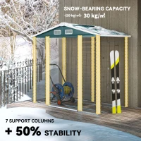 Outsunny 7 x 4ft Garden Shed, Easy to Assemble, Upgraded Galvanised Steel Frame with Foundation Kit, Double Doors with Lock, Outdoor Metal Shed with Vents and Gloves, Garden Storage Shed, Green(m-5)