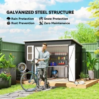 Outsunny 8.5 x 6ft Storage Shed Galvanised Steel Garden Shed, Metal Shed with Foundation Kit, Window, Lockable Wide Doors and Air Vents for Outdoor Patio, Dark Grey(m-4)
