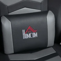 HOMCOM Massage Gaming Chair, Swivel Racing Video Gaming Recliner with Retractable Footrest, Headrest, Cup Holders and Side Pockets, Ergonomic High Back PU Leather Executive Desk Chair, Grey(m-8)