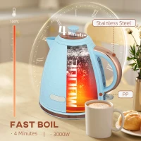 HOMCOM 3kW Rapid Boil Honeycomb Kettle - Light Blue(m-4)