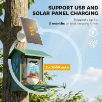 PawHut Smart Bird Feeder Camera 2K HD with AI Identifies 16,000+ Species, 2K HD Auto Capture Video, APP Instant Notifications(m-8)