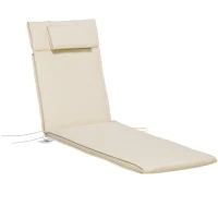 Outsunny Garden Sun Lounger Cushion Replacement Soft Sunbed Reclining Chair Relaxer Pad with Pillow, Cushion ONLY - Cream White(m-10)