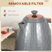 HOMCOM 3kW Rapid Boil Honeycomb Kettle - Grey(m-8)