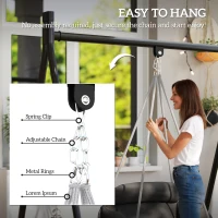 Outsunny Hanging Chair Outdoor Hammock Chair with Soft Cushion, Cotton Rope Boho Style Swing Chair, Hanging Garden Swing Seat for Indoor Outdoor, Dark Grey(m-6)