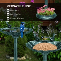 Outsunny 81cm Tall Bird Bath with 2 Decorative Birds, Vintage Style Birdbath with Flower Planter Base, Bird Bath Bowl for Garden, Green(m-4)