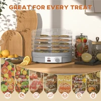 HOMCOM 5 Tier Food Dehydrator, 245W Food Dryer Machine with Adjustable Temperature Control for Drying Fruit, Meat, Vegetable, Jerky and Pet Treat, Grey(m-4)