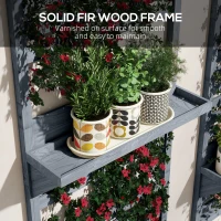 Outsunny Wall Mounted Plant Stands Set of 2, Fir Wood Flower Stand with Shelves and Slatted Trellis for Patio, Balcony, Porch(m-7)