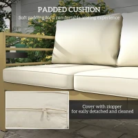 Outsunny Garden Bench with Cushions, 3-Seater Sofa with Backrest, Armrest and Back Cushions, 185 x 66 x 64cm, Cream White(m-5)