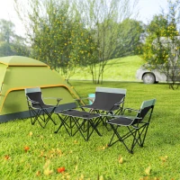 Outsunny Four-Piece Portable Picnic Table Set - Grey(m-7)