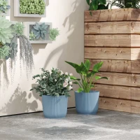 Outsunny Set of Two Ф22cm Planters - Blue(m-7)