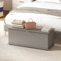 HOMCOM Storage Chest, Large 113L Blanket Box, Shoe Bench with Safety Hinged Lid, Storage Trunk, Bed End Bench for Bedroom, Hallway, Living room, Playroom, 100 x 40 x 40cm, Grey(m-8)