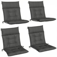 Outsunny Patio Chair Cushions Set of 4, Waterproof Non-Slip Lounge Chair Cushions, 112x53cm, Dark Grey
