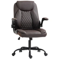 HOMCOM Faux Leather Office Chair. with Flip-Up Armrests - Brown(m-10)