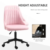 Vinsetto Velvet-Feel Armless Office Chair - Pink(m-4)