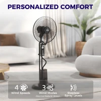HOMCOM Pedestal Fan with Water Mist Spray, Spray Misting Fan with 70° Oscillation, Tilt Head, 3 Speeds, 3 Modes, Adjustable Mist, 3.2L Water Tank, for Home, 120 cm(m-5)
