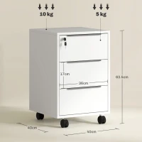 HOMCOM Three-Drawer Locking Filing Cabinet - White(m-3)