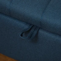 HOMCOM 92 x 31cm Linen-Look Storage Ottoman - Dark Blue(m-8)