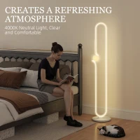 HOMCOM LED Floor Lamp, Dimmable Floor Standing Lamp with Glass Night Light, Foot Switch for Living Room, Bedroom, Office, White(m-5)