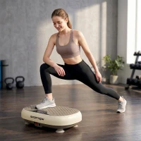 SPORTNOW Plateforme Vibrante, 20 Niveaux de Vitesse, 3 Programmes, Écran LED et Télécommande, 46 x 33 x 13,5 cm, Beige(m-8)