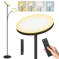 HOMCOM LED Floor Lamp for Living Room, Stepless Dimmable Standing Lamp, Mother and Child Uplighter with Reading Light, 4 Scene Modes, 2700K-6500K Colour Temps, 4 Brightness Levels, Remote Control(m-10)