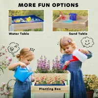 AIYAPLAY 2 PCS Wooden Outdoor Sand and Water Play Tables with Bottom Liner for Kids Aged 3-8 Years Old, Natural Wood Finish(m-5)