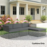 Outsunny 7-Piece Patio Furniture Cushions, Outdoor Loveseat Cushion with Removable Covers for Rattan Furniture, 60x60 cm, Dark Grey(m-2)