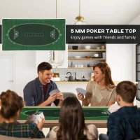 SPORTNOW Professional Poker Mat, Six-Player Water-resistant Poker Table with Felt Surface, Carry Bag, Green(m-4)