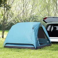 Outsunny 3-4 Person Camping Tent, Easy Set Up Waterproof Dome Tent with Sewn-in Groundsheet, Mesh Windows, Pocket and Hook for Camping, Hiking, Backpacking, Navy Blue and Light Blue(m-8)