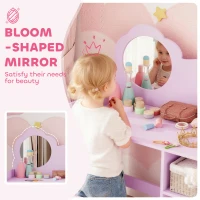 AIYAPLAY Kids Dressing Table with Mirror, Stool, Kids Vanity Table with Shelves, for Ages 3-8 Years, Purple(m-6)